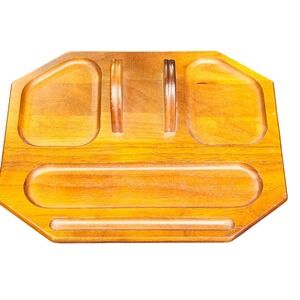 Vintage Wooden Desk Organizer Tray Octagon Shape Caddy By Decatur Industries